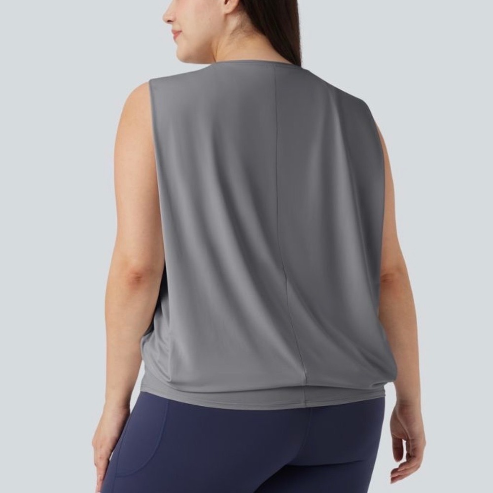 Halara Plus Size Round Neck Cool Touch Yoga Tank Top-UPF50+ Sz 3X NWT Night Owl - Picture 2 of 13